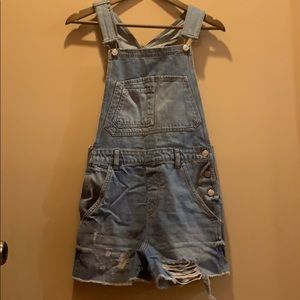 Top Shop Denim Overall Shorts